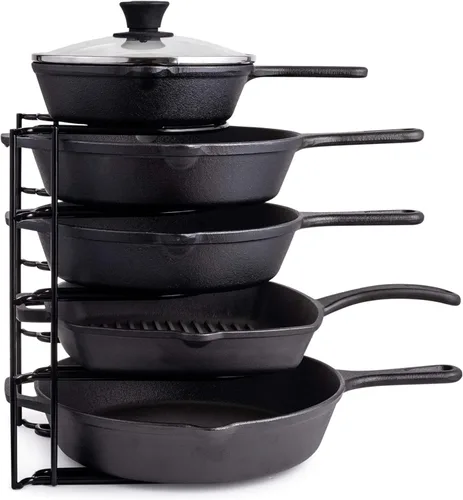 Miniatura 9 de Cuisinel Organizador de ollas y sartenes resistente, estante extra grande de 5 niveles, capacidad para sartenes de hierro fundido, horno holandés