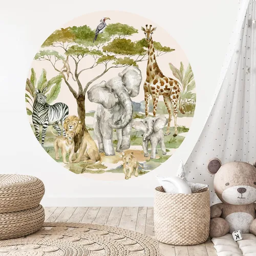 Calcomanías de pared de animales de la selva para niños, diseño de animales de safari africano, despegar y pegar, decoración de paredes de bosque,
