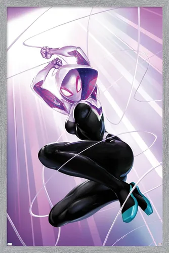 Miniatura 16 de Marvel Comics Ghost Spider - Póster de pared #1, 22.4 pulgadas de largo x 14.7 pulgadas de ancho, versión enmarcada de madera de granero