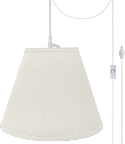 Miniatura 4 de Aspen Creative, 72306-11 - Kit de conversión de luz colgante de techo con pantalla de tela imperio de tapa dura, 14 pulgadas de ancho