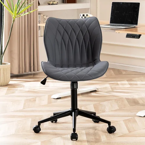 Miniatura 11 de YOUNUOKE Silla de escritorio sin brazos, cómoda silla de oficina con ruedas, silla ergonómica para el hogar, sillas ajustables para computadora