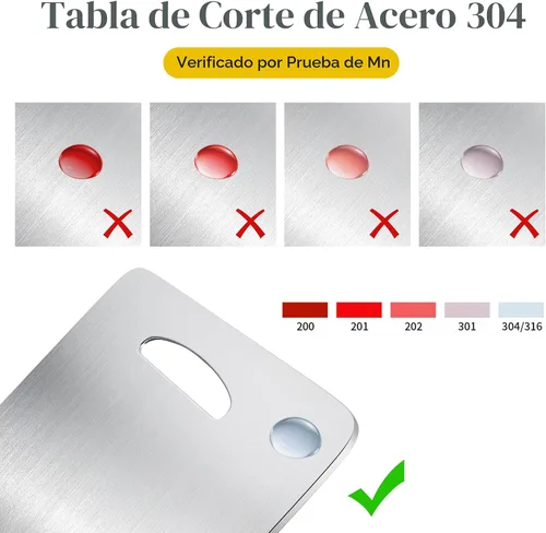 Miniatura 7 de URMONA 3 tablas de cortar de acero inoxidable 304 para cocina, sin manchas ni olor, bordes sin rebabas, apta para lavavajillas, tabla de cortar