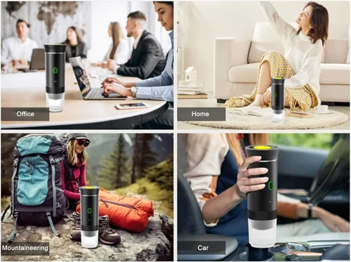 Miniatura 9 de Cafetera eléctrica portátil, cafetera de viaje autocalentable con diseño de cápsula, presión de 15 bares, material, cafetera para viajes, oficina