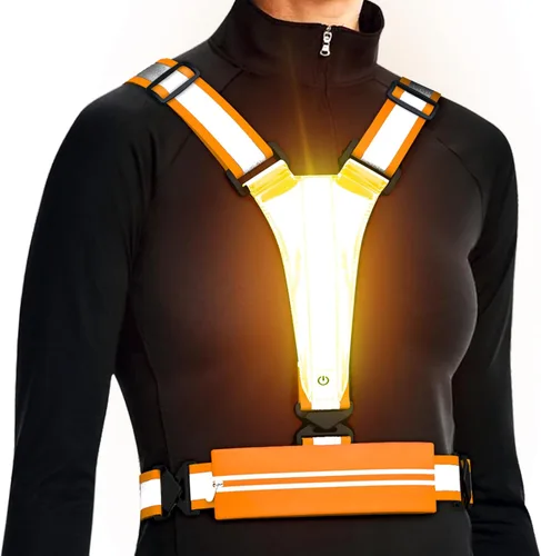 Miniatura 8 de Ylzzrs Chaleco reflectante LED para correr, chaleco de correr recargable por USB, soporte para teléfono para corredores, caminatas nocturnas, 6-11