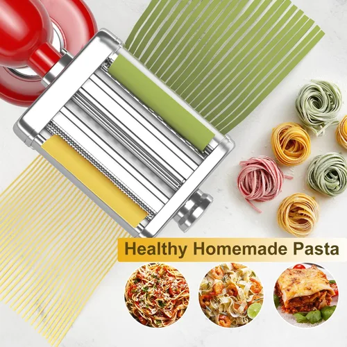 Miniatura 2 de Accesorio de pasta 3 en 1 para batidora de pie KitchenAid, máquina de pasta con rodillo de pasta, cortador de espaguetis y fettuccine, construcción