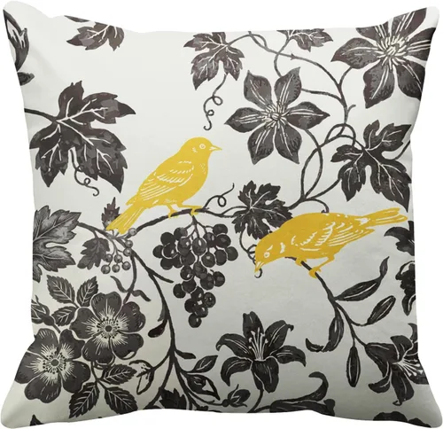 Emvency Funda de almohada decorativa cuadrada de 16 x 16 pulgadas, funda de almohada lumbar de pájaro floral vintage con cremallera oculta, regalo