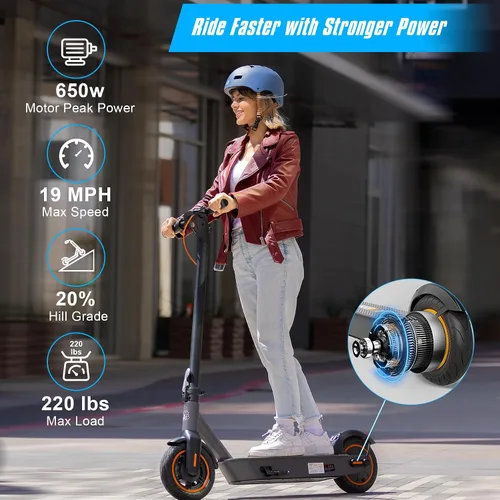 Miniatura 4 de Hiboy S2/S2 Max Electric Scooter, 500W Motor, 10" Tires, 40.4 Miles Range E Scooter, 19 Mph Folding Commuter Electric Scooter for Adults & Dual