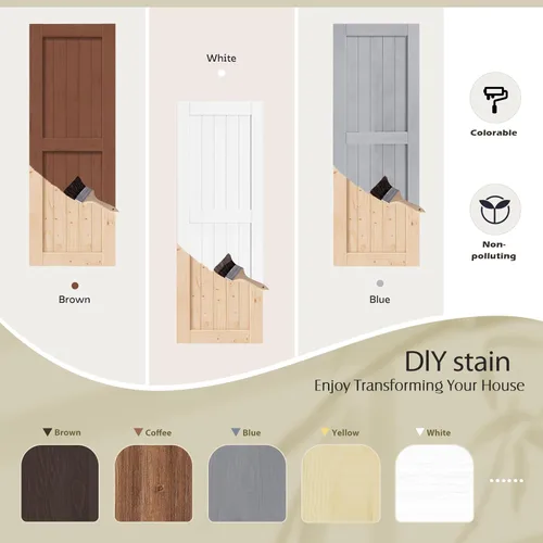 Miniatura 3 de EaseLife - Puerta corrediza de granero de madera de 28 x 84 pulgadas, puertas interiores, montaje DIY, losa de paneles de abeto natural macizo