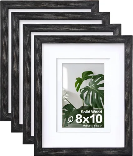 Miniatura 69 de Egofine - Juego de 4 portarretratos 8 x 10 pulgadas de madera maciza y cubierta de plexiglás de 4 x 6/5 x 7 pulgadas con paspartú u 8 x 10 pulgadas