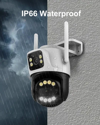 Miniatura 8 de Cámara de seguridad inalámbrica de doble lente de 6MP para exteriores, cámara de vigilancia WiFi para el hogar, PTZ, panorámica de 355°, inclinación