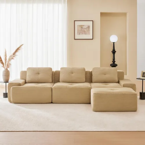 Miniatura 91 de Sofás modulares sin hueso de 152.8 pulgadas para sala de estar, sofá modular con diván en forma de L, cómodo asiento profundo tapizado de tela
