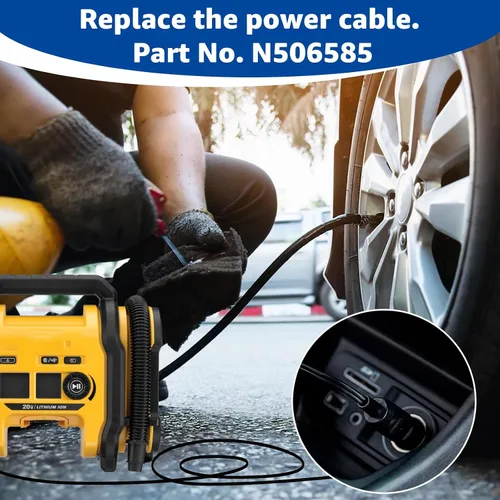 Miniatura 7 de 13FT N506585 para cable inflador DeWalt, reemplazo para fuente de alimentación del inflador DCC020IB