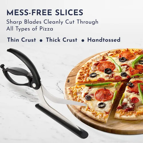 Miniatura 7 de Tijeras de pizza – Tijeras antiadherentes para pizza con base de agarre firme – Cortador de pizza de acero inoxidable de grado alimenticio