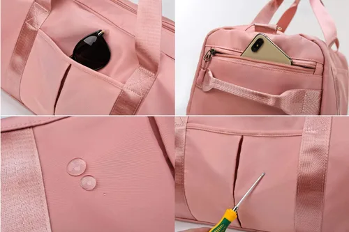 Miniatura 4 de Bolsa de lona para gimnasio para hombres y mujeres, bolsa de viaje de entrenamiento con compartimento para zapatos y bolsillo separado para seco