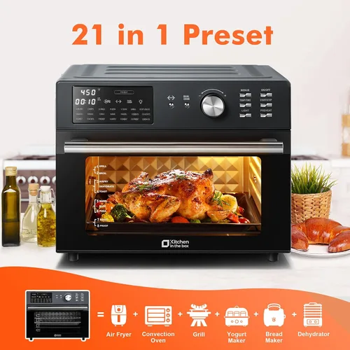 Miniatura 2 de Kitchen in the box Combo de Horno Tostador y Freidora de Aire Extra Grande de 32QT, Horno Tostador de Convección de Encimera 21-en-1 con Rotisserie