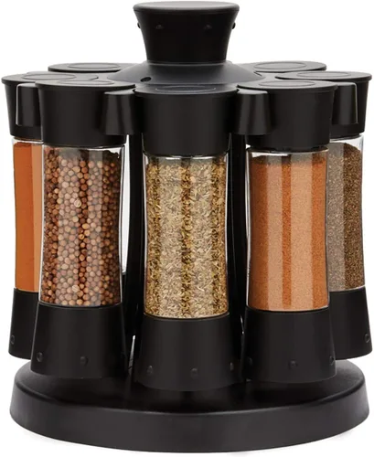 Miniatura 13 de Kitchen Art Select-A-Spice - Carrusel de medición automática Pro de 12 compartimentos para especias, color negro, 9.5 x 9.5 x 6.5 pulgadas