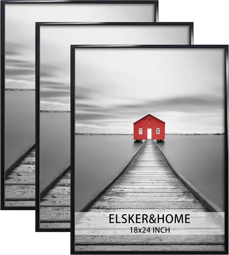 Miniatura 43 de ELSKER&HOME 18x24 Marco para Póster 3 Pack, Marco Plateado para Montaje Horizontal o Vertical en la Pared, Resistente y a Prueba de Arañazos