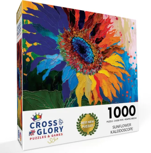 Miniatura 3 de Cross & Glory - Caleidoscopio de girasol - Rompecabezas de 1000 piezas para adultos Arte de flores coloridas Actividad desafiante y divertida