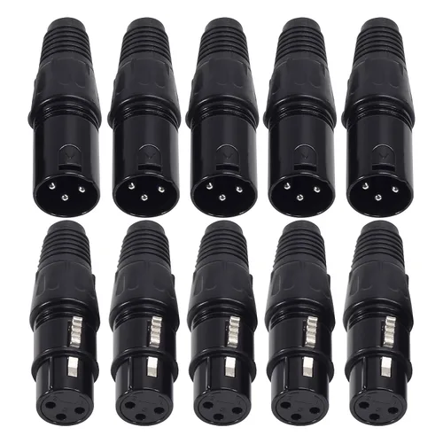 DIANN 10pcs 3 Pin XLR Audio Jack Micrófono Conector - 5 Macho y 5 Hembra XLR Conectores