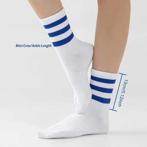 Miniatura 3 de 4 pares de calcetines a rayas para mujer, calcetines deportivos retro de algodón, elásticos, calcetines novedosos, unisex, multicolor
