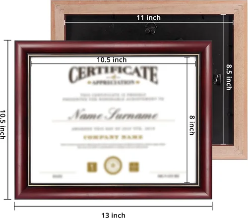Miniatura 4 de GraduatePro Marco de diploma de certificado de 8.5 x 11, madera maciza y acrílico con protección UV, acabado cereza con ribete dorado