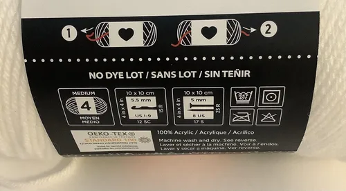 Miniatura 3 de Hilo Red Heart Super Saver (blanco E300-0311). 7 onzas/364 yardas cada una, 2 bolas. Juego de 2