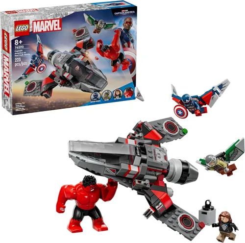 LEGO Marvel - Juego de construcción de batalla de Capitán América contra Red Hulk, juguete de los Vengadores para niños, regalo de cumpleaños para