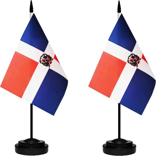 Miniatura 29 de Juego de banderas colombianas de lujo para escritorio de Colombia, pequeñas banderas de escritorio colombianas en miniatura con poste sólido, base