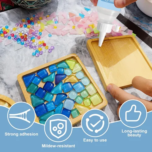 Miniatura 5 de Kit de mosaico, incluye pegamento de mosaico y lechada, aplicador, guantes, perfecto para hacer decoración del hogar, manualidades, regalos hechos a