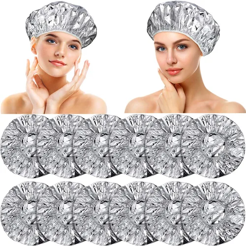 Miniatura 12 de 12 tapas de acondicionamiento profundo, papel de aluminio, reutilizables, para procesamiento del cabello, coloración del cabello, para uso