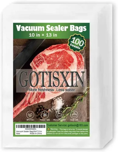 100 bolsas selladoras al vacío de 10 x 13 pulgadas, herméticas, precortadas, resistentes, sin BPA, de grado comercial, para almacenamiento al vacío