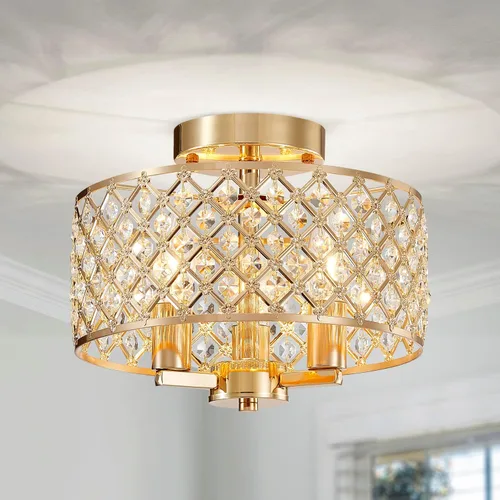 Miniatura 18 de AGV LIGHTING CL003F - Lámpara de techo de cristal K9, moderna lámpara de techo semiempotrada, perfecta para sala de estar, dormitorio, comedor, D13