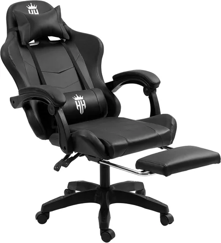 Gaming Chair with Footrest Ergonomic Computer Chair for Adult, Adjustable Headrest, Lumbar Pillow, Large Size Reclining Gaming Chair Big and Tall