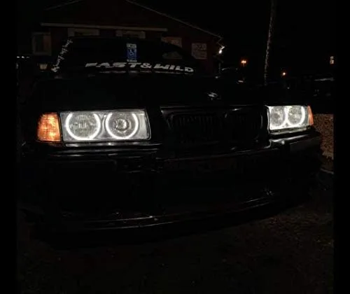 Miniatura 7 de 7000k Anillos de halo ojos de ángel blancos CCFL para BMW E36 E38 E39 E46 con proyector pre-facelift sin errores