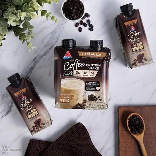 Miniatura 6 de Atkins Café au Lait - Batido de proteínas con sabor a café helado, batido alto en proteínas, bajo en azúcar, bajo en carbohidratos y bajo en azúcar