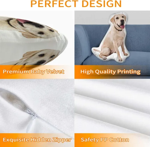 Miniatura 4 de Easycosy Almohada personalizada con fotos de mascotas, almohada personalizada con forma de cara de perro y gato, almohadas personalizadas con imagen