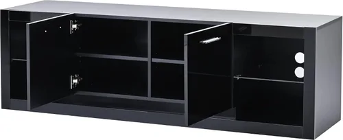 Miniatura 7 de Soporte de TV versátil de alto brillo con luces LED que cambian de color y 2 estantes de vidrio templado, centro de entretenimiento para televisores