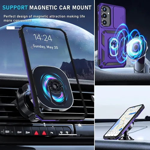 Miniatura 8 de Janmitta Funda compatible con Samsung Galaxy A35 5G, funda integrada para lente de cámara deslizante + protector de pantalla + soporte de anillo