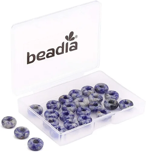 Miniatura 27 de BEADIA Cuentas de jade amarillo natural rondelle con orificio grande (5.5mm) cuentas sueltas semipreciosas para hacer joyas 0.55x0.295 pulgadas 12