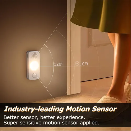 Miniatura 2 de NIEGNOWOO Luces LED con sensor de movimiento en forma de disco, recargables, luces de gabinete, se adhieren, luz nocturna LED inalámbrica