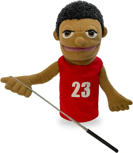 Miniatura 10 de Marionetas de 40,6 cm de títere entriloquista, marionetas de mano para niños, marionetas de chef de peluche para adultos con boca extraíble