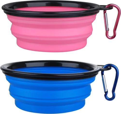 Miniatura 9 de Tazón para Perros Cuencos Plegables para Mascotas, Paquete de 2 Cuencos Plegables de Agua para Perros para Gatos y Perros, Plato Portátil de Verde +