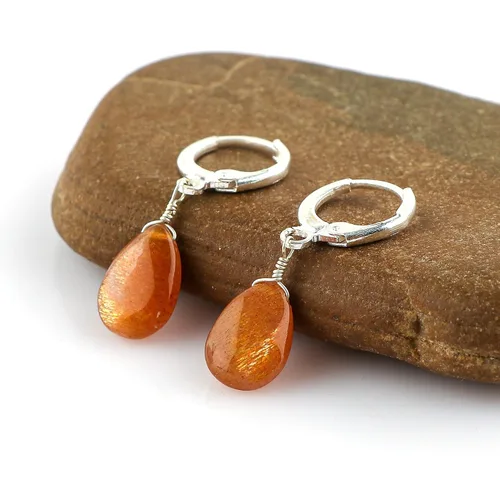 Miniatura 85 de Aretes de aro de cristal afganita natural Piedras afganas de alto grado Aretes chapados en plata Gota lisa Joyas de piedras preciosas hechas
