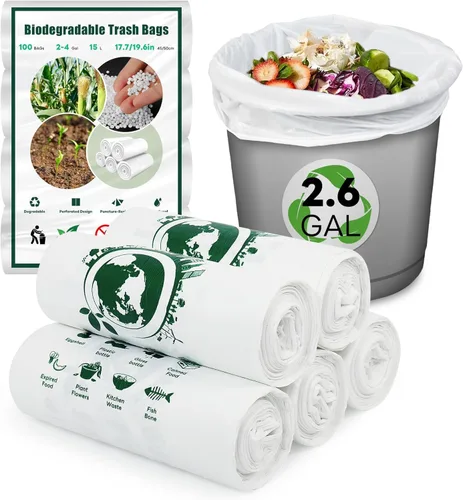 Bolsas de basura pequeñas de 2.6 galones, bolsa de basura biodegradable para oficina, dormitorio, automóvil