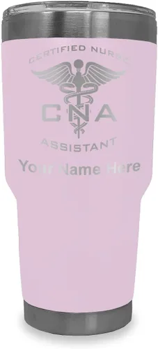 Miniatura 18 de LaserGram Vaso aislado al vacío de 20 onzas, asistente de enfermera certificada por CNA, grabado personalizado incluido (negro)