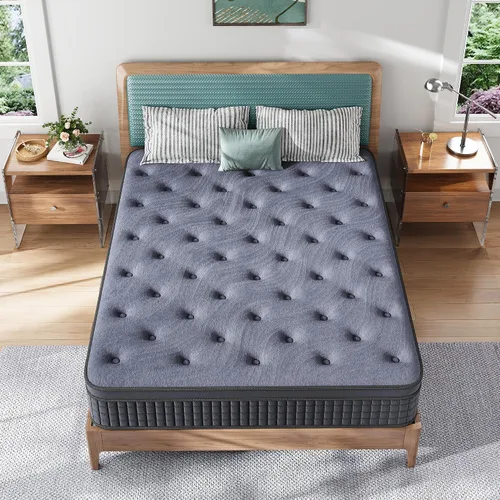 Miniatura 2 de Susalt Colchón híbrido tamaño individual, colchón híbrido de 10 pulgadas en una caja, espuma viscoelástica de gel, firmeza media, soporte de bordes
