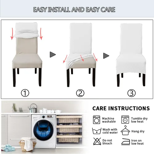 Miniatura 5 de Fundas impermeables para sillas de comedor XL/extragrandes, fundas para sillas Parsons (blanco, juego de 2 (XL))