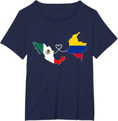 Miniatura 18 de Camiseta Half Colombian Half Mexican Flag Map DNA Mexico Colombia