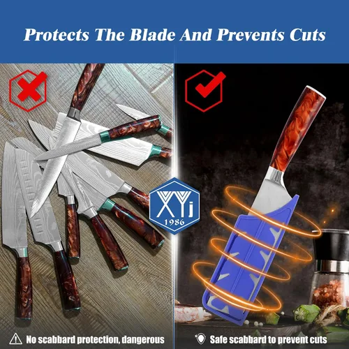 Miniatura 7 de XYJ Juego de 2 fundas de seguridad para cuchillos de seguridad, protector de borde, funda universal para cuchillos, cuchilla, protector de Azul