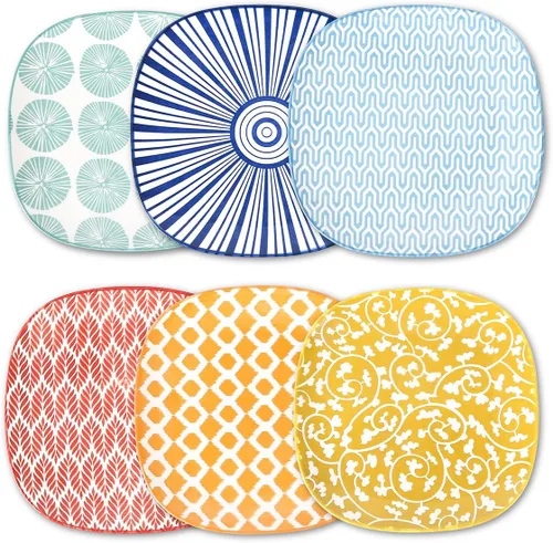 Selamica Platos pequeños de porcelana, platos de postre, aperitivo y ensalada de 6 pulgadas, aptos para microondas y lavavajillas, juego de 6